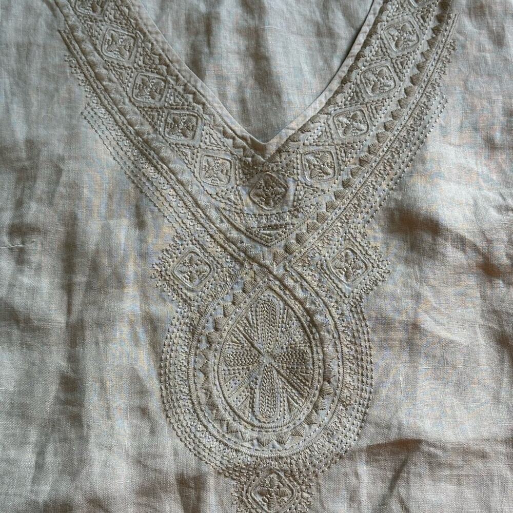 Tommy Bahama Cream V-Neck Linen Tunic Size S Women - Picture 3 of 8